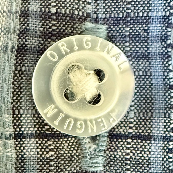 Original Penguin Blue Plaid Shirt XL Heritage Preppy Munsingwear Cotton Blend - Picture 4 of 7